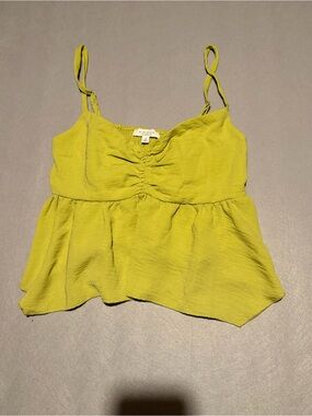 Kirious Lime Green Ruched Babydoll Cami Top Size M Y2K